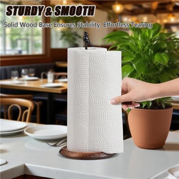 Wooden Bird Paper Towel Holder Countertop Kitchen Dining Table Home Decor Black - Picture 7 of 8